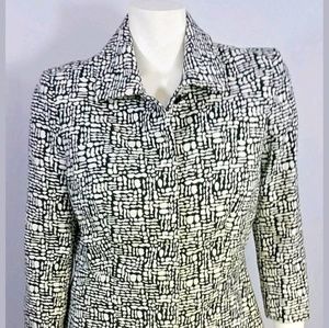Peter Nygard black white button front blazer